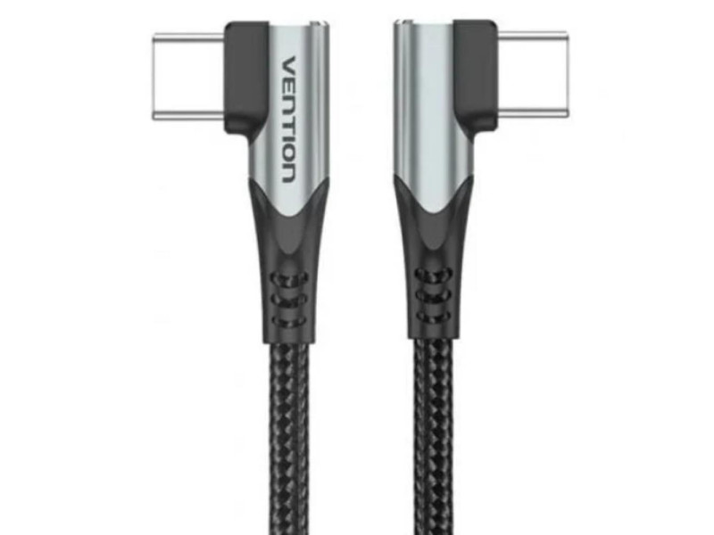 VENTION USB 2.0 C Male to C Male Dual Right Angle 5A Cable 0.5M Gray Aluminum Alloy Type (TANHD) (VENTANHD)