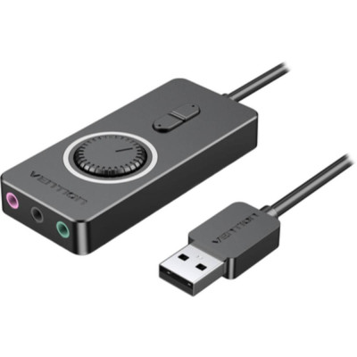 VENTION USB 2.0 External Stereo Sound Adapter with Volume Control 0.15M Black ABS Type (CDRBB) (VENCDRBB)