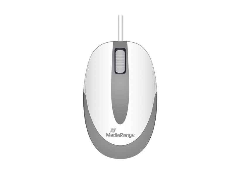 MediaRange Optical Mouse Corded 3-Button Compact-sized (White/Grey, Wired) (MROS214)