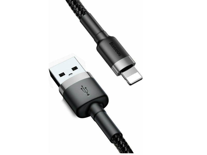 Baseus Cafule Braided USB to Lightning Cable Μαύρο 2m (CALKLF-CG1) (BASCALKLF-CG1)