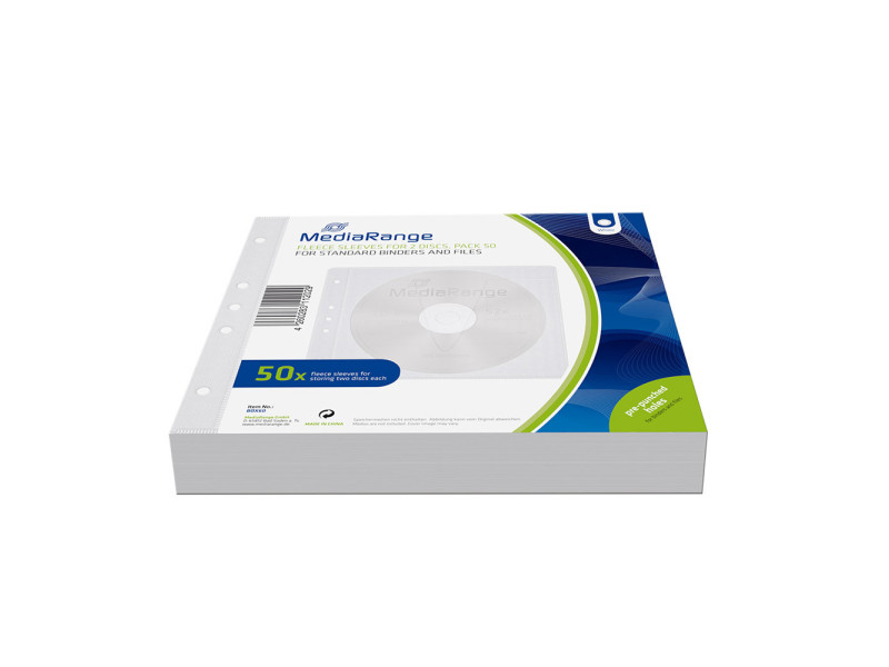 MediaRange Fleece sleeves for 2 discs White Pack 50 (MRBOX60)