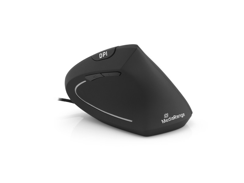 MediaRange Corded ergonomic 6-button optical mouse for right-handers (Black, Wired) (MROS230)