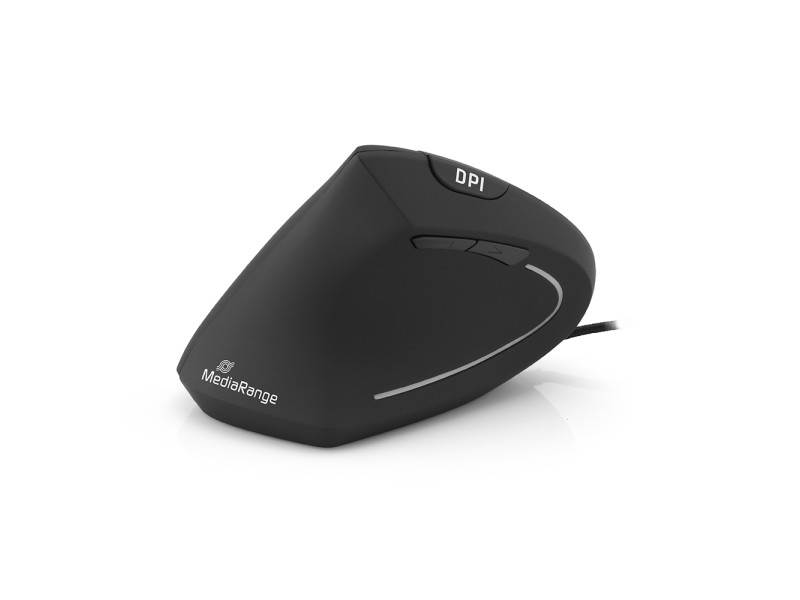 MediaRange Corded ergonomic 6-button optical mouse for left-handers (Black, Wired) (MROS231)