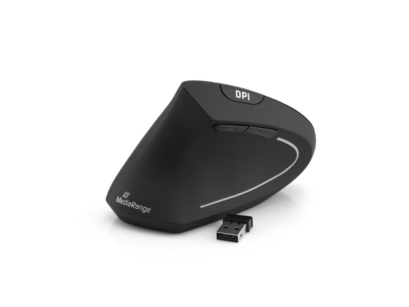 MediaRange Ergonomic 6-button wireless optical mouse for left-handers (Black, Wireless) (MROS233)
