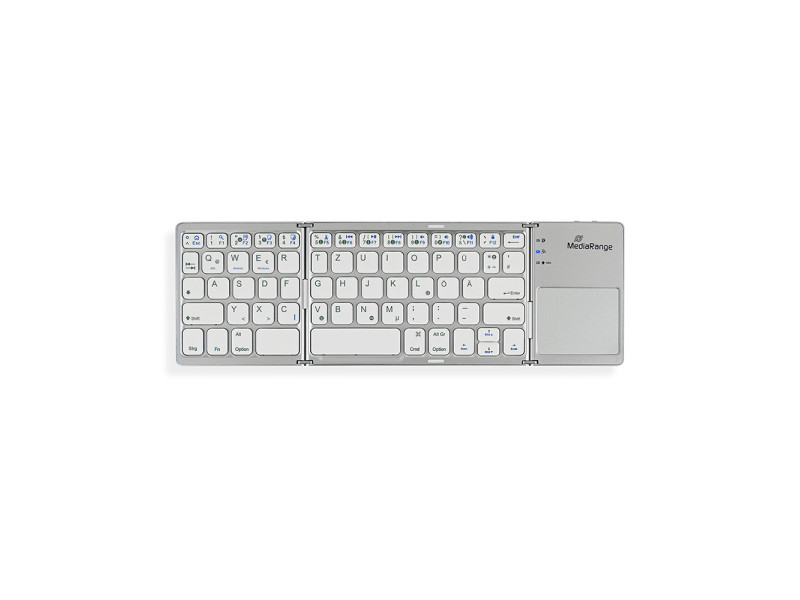 MediaRange Foldable and Rechargeable Bluetooth keyboard 64 keys with touchpad Silver (MROS133-GR)
