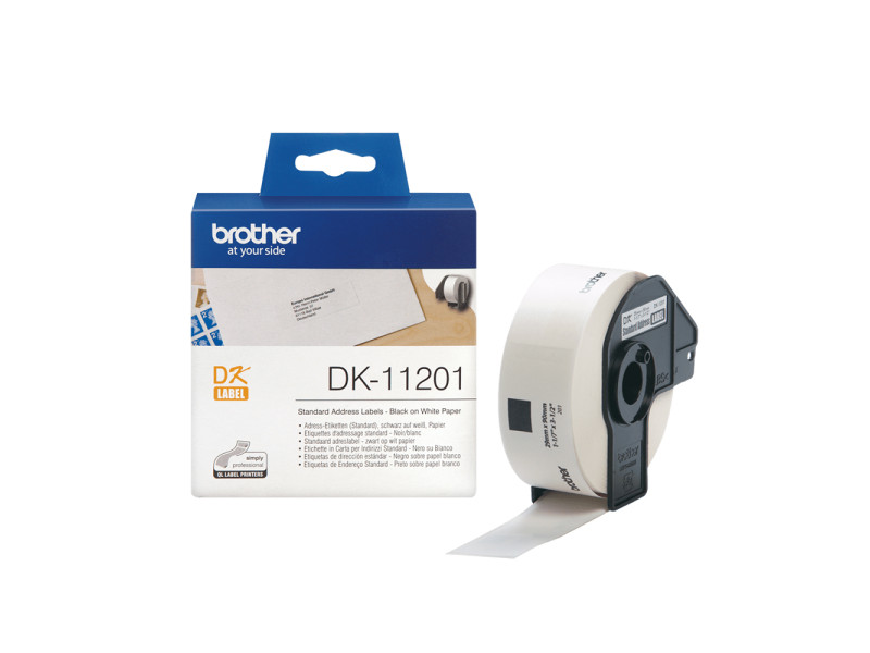 Brother DK-11201 Label Roll – Black on White, 29mm x 90mm (DK11201) (BRODK11201)