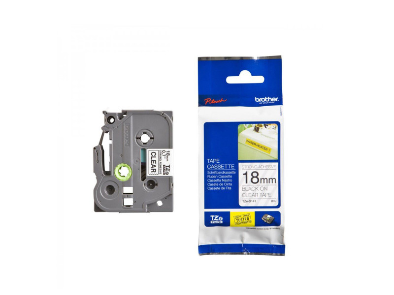 Brother P-Touch Industrial Laminated Black on Transparent 8m x 18mm (TZES141) (BROTZES141)