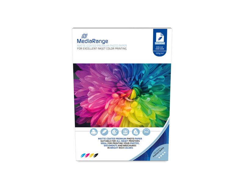 Φωτογραφικό Χαρτί MediaRange για Inkjet Εκτυπωτές Α4 Matte 105g/m² 100 Φύλλα (MRINK116)