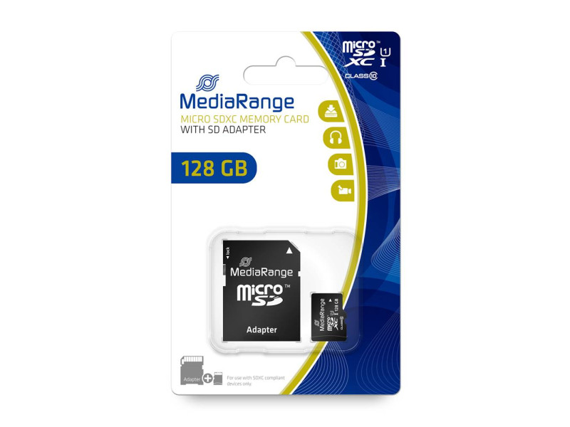 MediaRange Micro SDXCI Class 10 UHS-1 With SD Adaptor 128 GB (eXtended Capacity) (MR945)