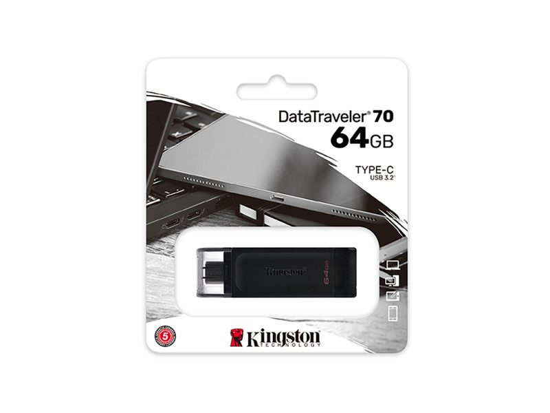Kingston DataTraveler 70 64GB USB-C Flash Drive (DT70/64GB) (KINDT70/64GB) Kingston DataTraveler 70 64GB USB-C Flash Drive (DT70/64GB) (KINDT70/64GB)
