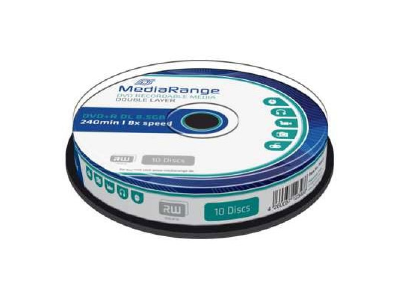 MediaRange DVD+R Dual Layer 240' 8.5GB 8x Cake Box x 10 (MR466)