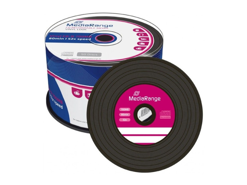 MediaRange Vinyl CD-R 80' 700MB 52x Black dye Cake x 50 (MR225)