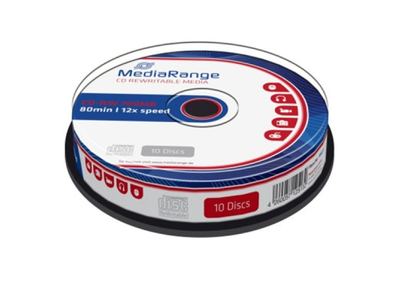 MediaRange CD-RW 80' 700MB 12x Cake Box x 10 (MR235)