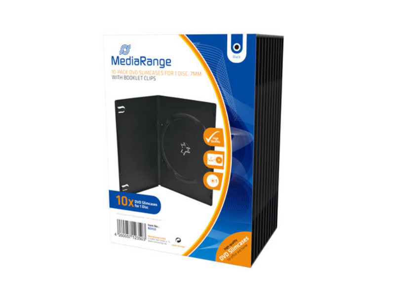 MediaRange DVD Slimcase  for 1 Disc 7mm Black  (10 Pack) (MRBOX33)
